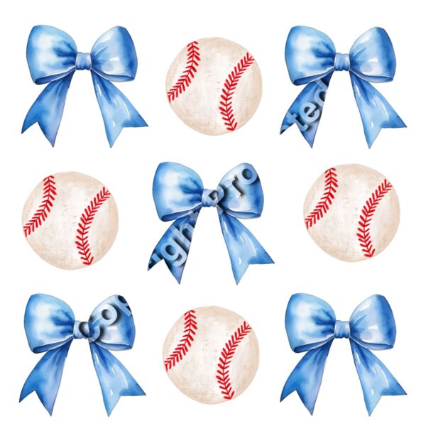 BASEBALL AND BLUE BOW Thumbnail